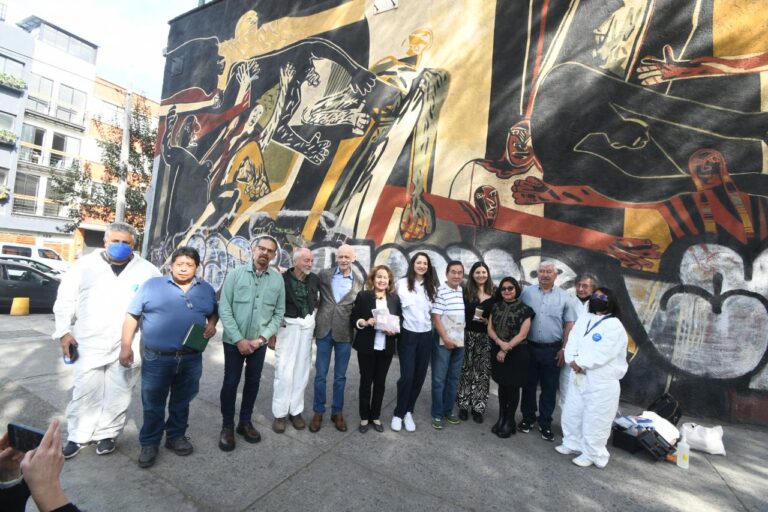 El Inbal y Secretaría de Cultura capitalina inician restauración del mural La guerra y la paz, de Gilberto Aceves Navarro