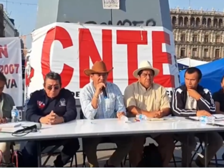 Maestros de la CNTE se quedarán en el Zócalo pese a cierre de campaña de Sheinbaum