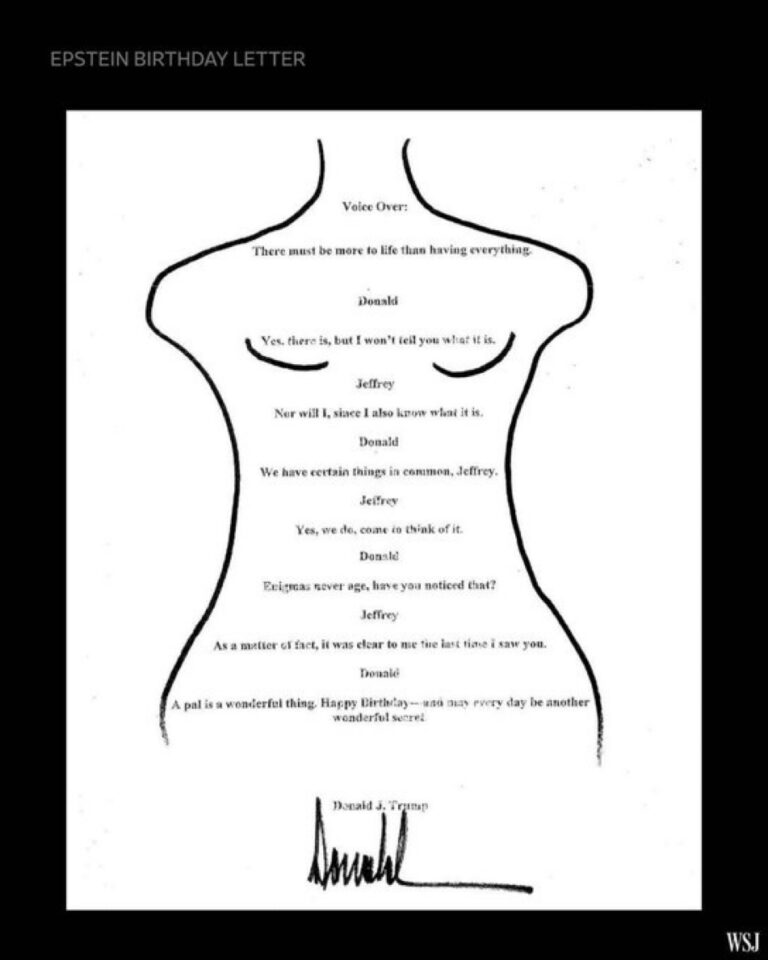 Difunden “bella carta de cumpleaños” de Trump a Epstein