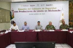 Omar García Harfuch se reúne con productores de limón en Michoacán