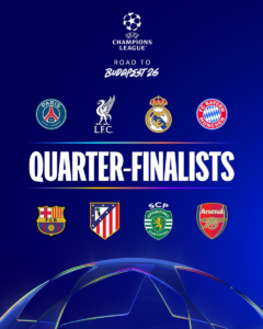 Así quedan los cuartos de final de la UEFA Champions League 2026