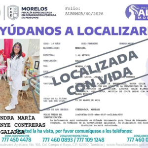 Localizan con vida a estudiante de la UAEM reportada como desaparecida