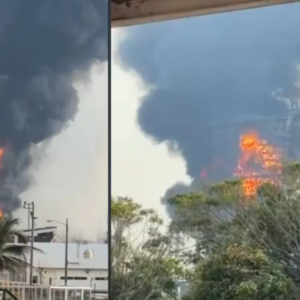 Incendio en refinería Olmeca de Dos Bocas (Video)