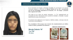 Detienen en Uruapan a “La Tía”vinculada al caso Carlos Manzo